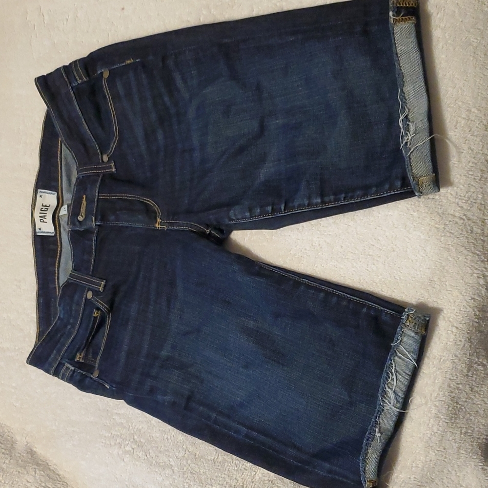 Paige Women's Blue Bermuda Shorts Size 24 Dark Stone Wash
